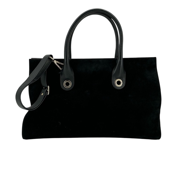 Jimmy Choo Riley Tote – Black Suede with Leather Handles - Picture 4 of 10